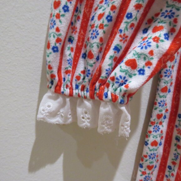 LANZ OF SALZBURG Tyrolean Cotton Flannel Floral Heart Nightgown Dress Prairie - Picture 7 of 14